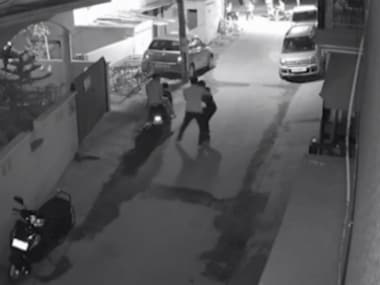 A CCTV grab of the incident being probed at the Banaswadi police station.