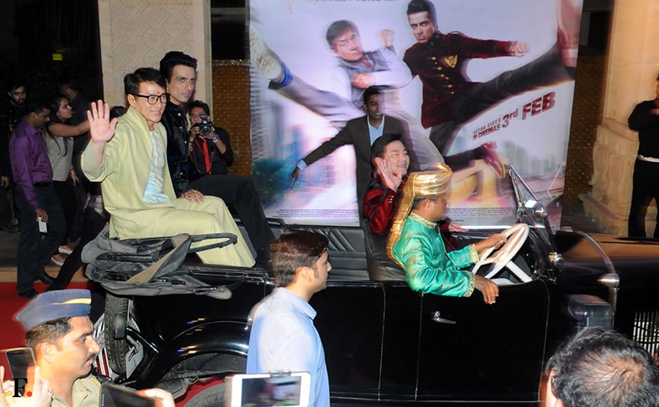 Jackie Chan waves at his fans in Mumbai as he arrives in his notel along with Sonu Sood. Firstpost/Sachin Gokhale Jackie Chan waves at his fans in Mumbai as he arrives in his notel along with Sonu Sood. Firstpost/Sachin Gokhale