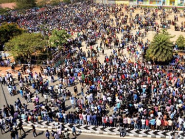 Students gather in Coimbatore to protest against Union Government and against the ban on Jallikattu. PTI