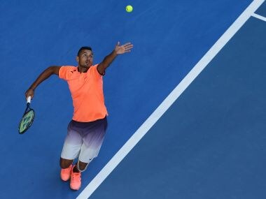 Nick Kyrgios of Australia serves at the Hopman Cup. Getty