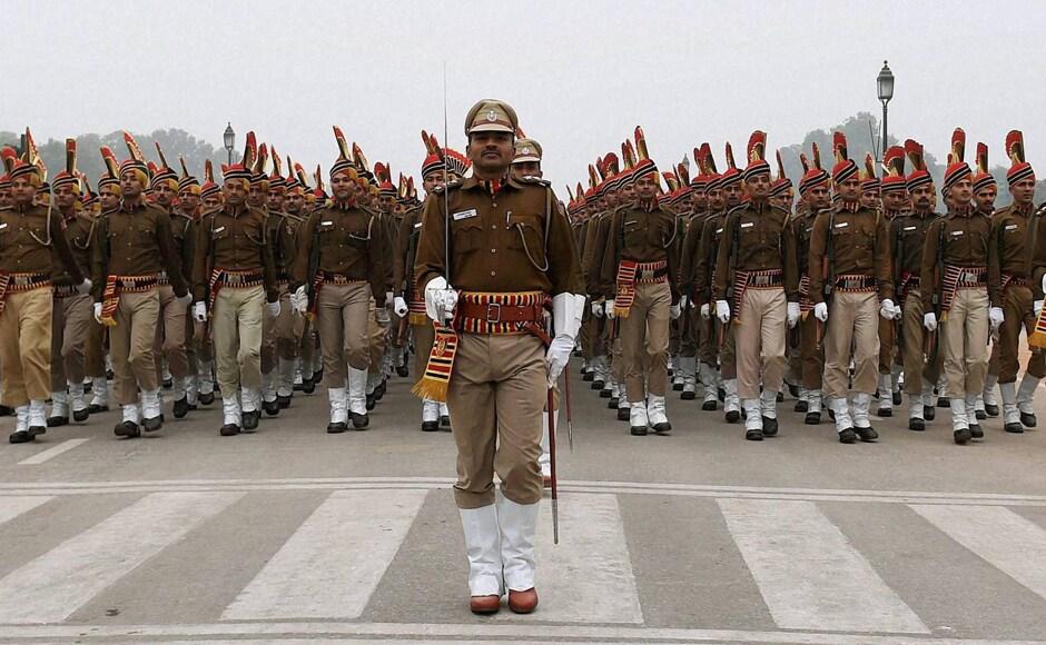 Paramilitary force during a rehearsal ahead of the Republic Day parade, in New Delhi on Tuesday. PTI Paramilitary force during a rehearsal ahead of the Republic Day parade, in New Delhi on Tuesday. PTI