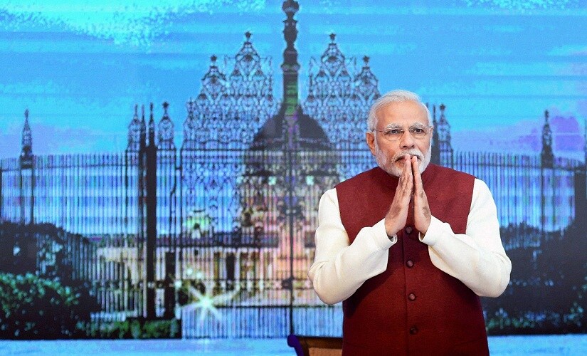 Prime Minister Narendra Modi at the opening session of the Second Raisina Dialogue. PTI