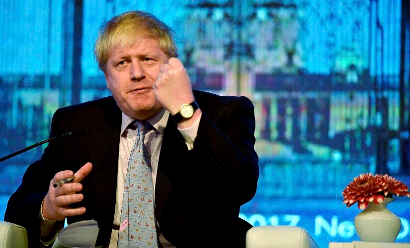 British foreign secretary Boris Johnson speaks at the second edition of the Raisina Dialogue. PTI