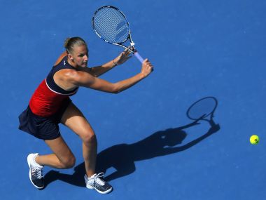 Karolina Pliskova hits a shot during her first round match at the Australian Open. Reuters