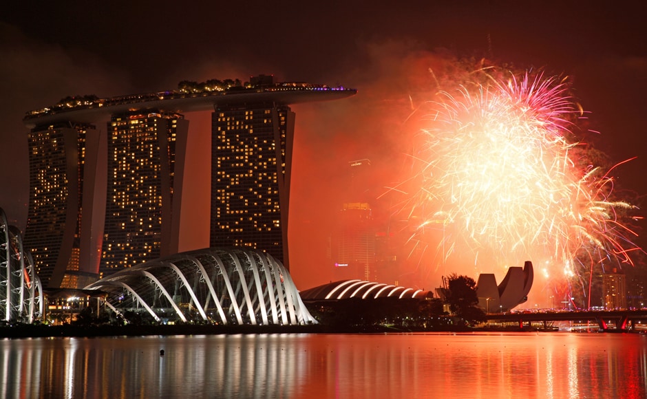 Fireworks explode in Marina Bay during New Year celebrations in Singapore. Reuters Fireworks explode in Marina Bay during New Year celebrations in Singapore. Reuters