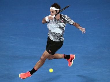 Roger Federer hits a shot during the men's singles final match against Rafael Nadal. Reuters