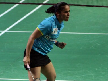Saina Nehwal at the PBL 2017 against Bengaluru Blasters. Image courtesy: Twitter/@PBLIndiaLive