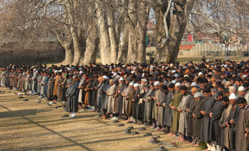 People offer funeral prayers in absentia for the slain Pakistani militants who were killed in a gunbattle with security forces in Norther Kashmir’s Hajin Town. Firstpost/Suhail Bhat