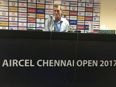 Tom Annear, the tournament director of Chennai Open, during a press conference. Firstpost/Nikhila Makker