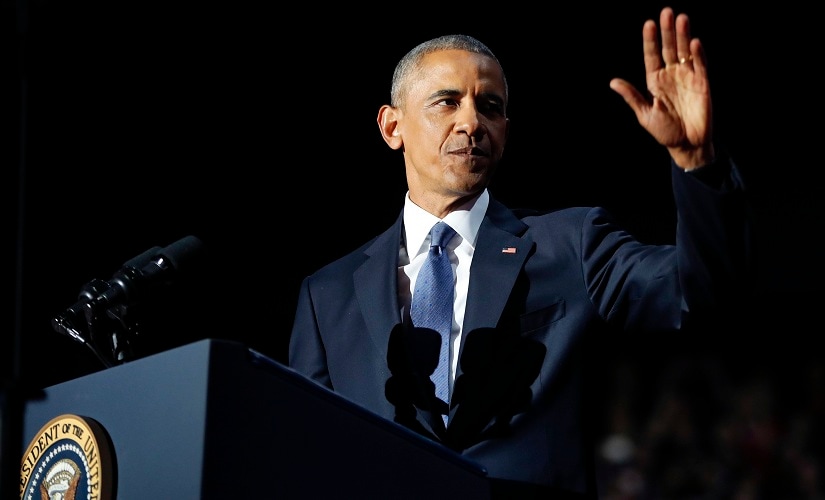 President Barack Obama waves as he speaks during his farewell address at McCormick Place in Chicago. AP