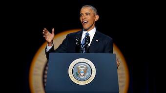 Watch: Barack Obama tears up during tribute to Michelle, daughters Malia and Sasha