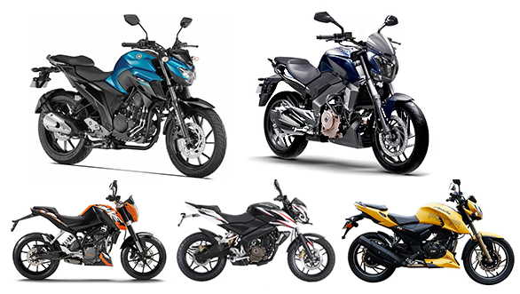 Spec comparo: Yamaha FZ25 vs KTM 200 Duke vs TVS Apache RTR 200 4v vs Bajaj Dominar 400 vs Bajaj 200 NS Spec comparo: Yamaha FZ25 vs KTM 200 Duke vs TVS Apache RTR 200 4v vs Bajaj Dominar 400 vs Bajaj 200 NS