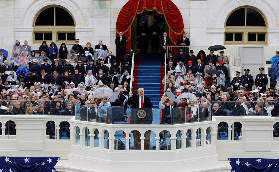 According to a Washington Post-ABC News poll, just 40 percent say they have a favorable impression of Trump, 54 percent view him unfavorably and 41 percent strongly dislike him. In contrast, outgoing President Obama's favorable rating stands at 61 percent.. President Donald Trump delivers his inaugural address after being sworn in as the 45th president of the United States. Photo: AP According to a Washington Post-ABC News poll, just 40 percent say they have a favorable impression of Trump, 54 percent view him unfavorably and 41 percent strongly dislike him. In contrast, outgoing President Obama's favorable rating stands at 61 percent.. President Donald Trump delivers his inaugural address after being sworn in as the 45th president of the United States. Photo: AP