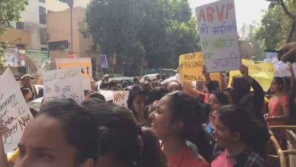 Video: Student protests against ABVP begin in Delhi's Khalsa College