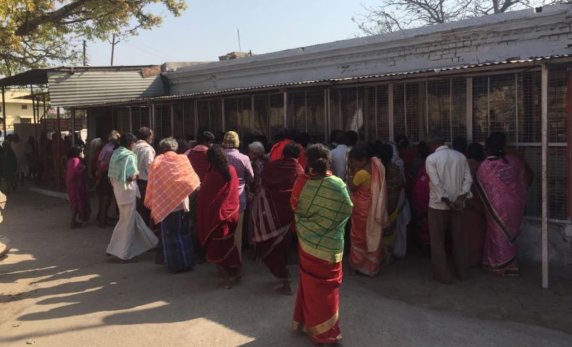 Everyday scores of people arrive at the VHP workshop where a model of Ram Mandir is kept. Image courtesy: Parth MN/Firstpost