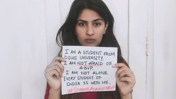 Delhi University student Gurmehar Kaur claims she got rape threats for opposing ABVP