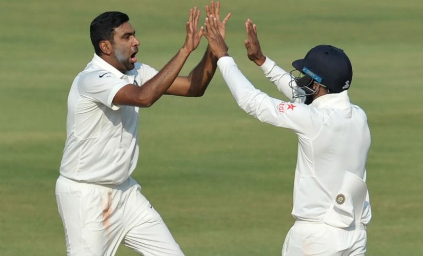 Ravichandran Ashwin in action in the one-off Test against Bangladesh in Hyderabad. AFP