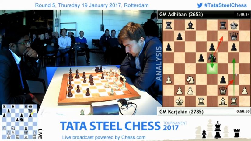 The game which changed Adhiban’s entire tournament – his win against the World Championship Challenger Sergey Karjakin. Firstpost/Sagar Shah