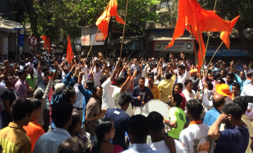 Celebrations outside the Sena Bhavan on Thursday. Akshay Japtap/Firstpost
