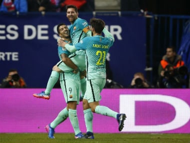 Barcelona ride on Luis Suarez, Messi masterclass in the first leg of the Copa del Rey. AP