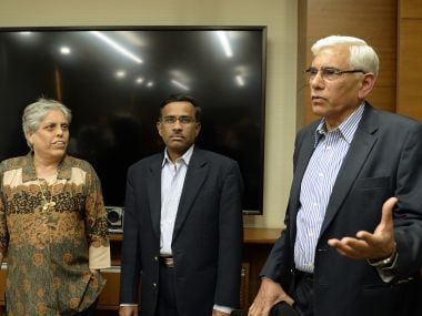 Vinod Rai (right), Diana Edulji (left) and Vikram Limaye, who are a part of the SC-appointed panel of administrators. AFP