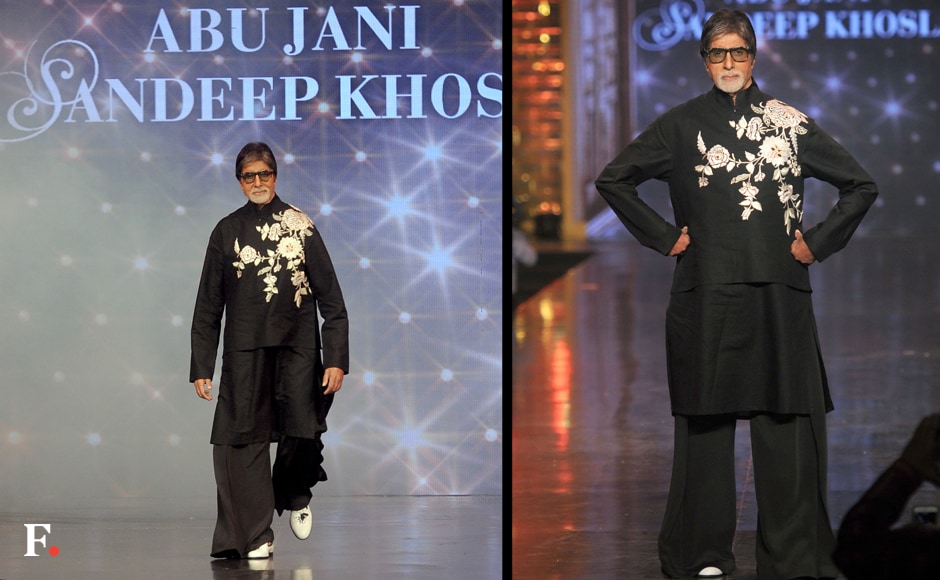 Amitabh Bachchan carries off a funky black outfit with elan. Sachin Gokhale/Firstpost Amitabh Bachchan carries off a funky black outfit with elan. Sachin Gokhale/Firstpost