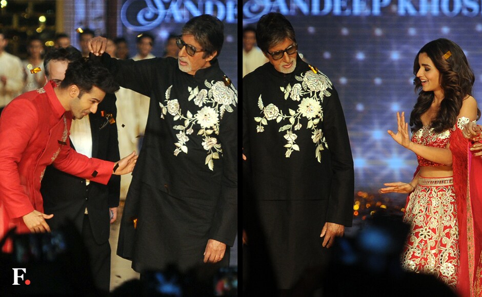 Amitabh Bachchan greets Varun Dhawan and Alia Bhatt. Sachin Gokhale/Firstpost Amitabh Bachchan greets Varun Dhawan and Alia Bhatt. Sachin Gokhale/Firstpost