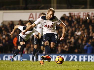 Tottenham's Harry Kane scores their first goal from the penalty spot. Reuters