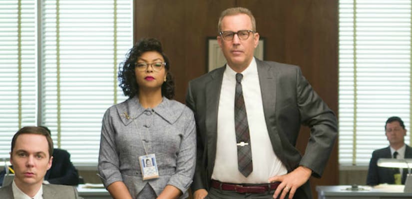 (From Left) Jim Parsons plays Paul Strafford, Taraji P Henson plays Katherine G Johnson and Kevin Costner plays Al Harrison. Image Courtesy: Youtube