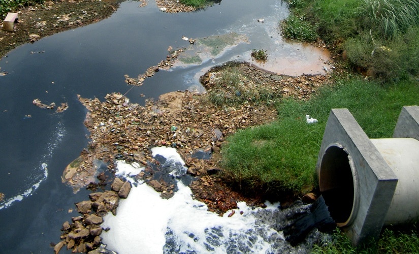 Industrial and residential sewerage discharge is major source of pollution in Hindon such as this drain in Ghaziabad. Image courtesy: Sajid Idrisi
