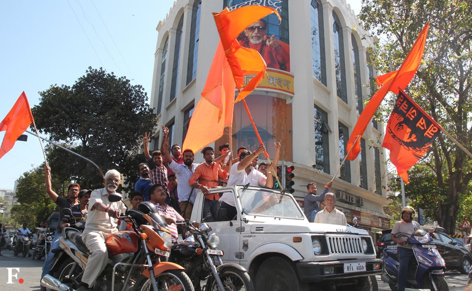 The Shiv Sena has emerged as the single largest party winning 84 seats ( as compared to 75 in the last polls) without reaching the magic figure of 114. Sachin Gokhale/Firstpost The Shiv Sena has emerged as the single largest party winning 84 seats ( as compared to 75 in the last polls) without reaching the magic figure of 114. Sachin Gokhale/Firstpost