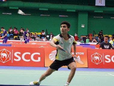 Lakshya Sen in action while playing badminton. Image courtesy: Twitter/@virenrasquinha