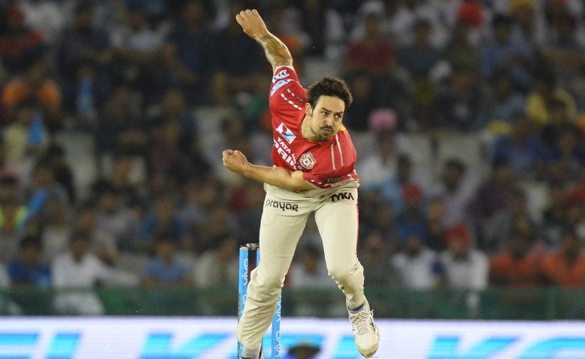 Mitchell Johnson bowls for the Kings XI Punjab during the 2016 Indian Premier League. AFP