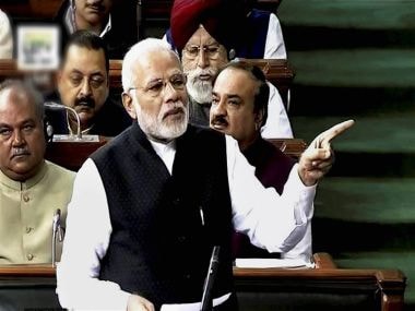 Prime Minister Narendra Modi speaks in Lok Sabha on Tuesday. PTI
