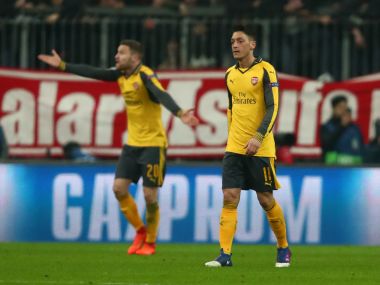 Arsenal's Mesut Ozil looks dejected after the defeat to Bayern Munich. Reuters