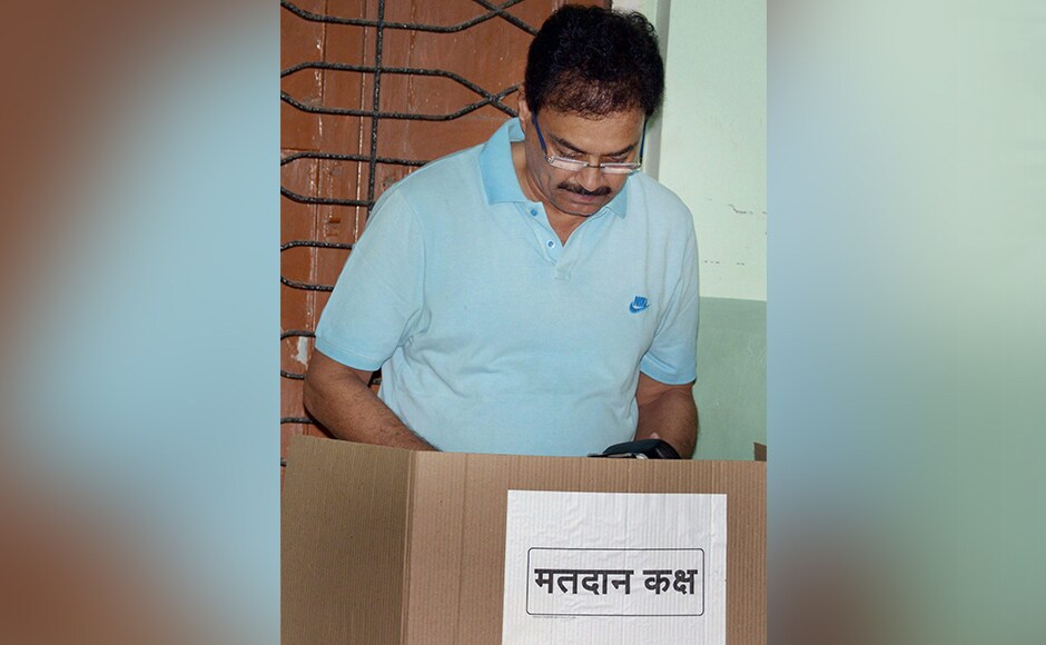 Former India Captain Dilip Vengsarkar casting his vote for Mumbai Corporation Election at Worli Sea Face in South Mumbai on Tuesday. PTI Former India Captain Dilip Vengsarkar casting his vote for Mumbai Corporation Election at Worli Sea Face in South Mumbai on Tuesday. PTI