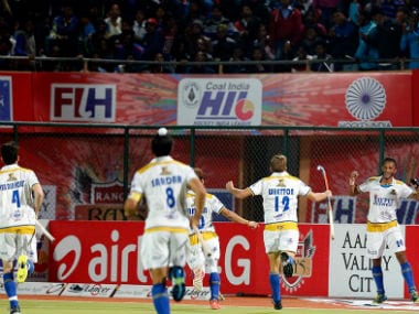 Jaypee Punjab Warriors showed great composure to stun Ranchi rays. Image credit: Twitter: @HockeyIndiaLeag