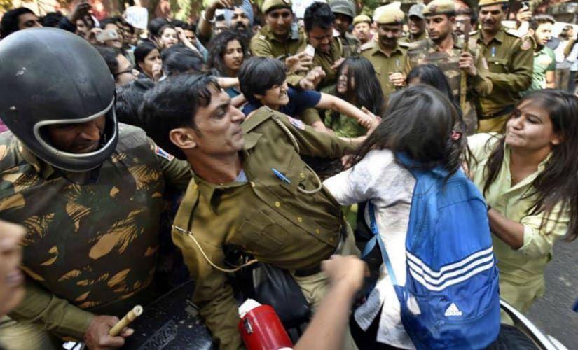 Violence at Ramjas College. Image Courtesy: Facebook/Comrade Sunil