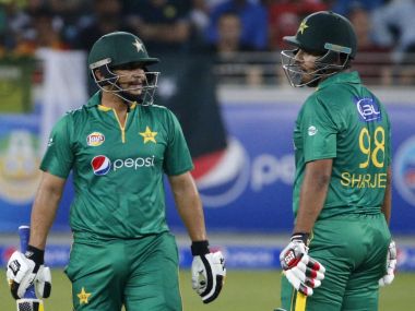 File photo of Pakistan's batsmen Khalid Latif (L) and Sharjeel Khan. AFP