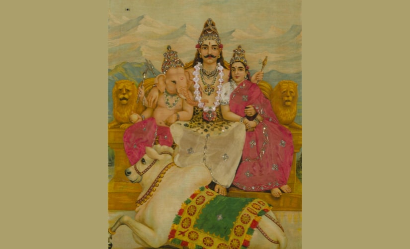 Shiva and his family (Kartikheya is missing) – Raja Ravi Verma print. Image Courtesy: Philadelphia Museum of Art