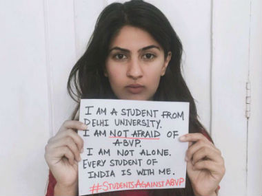 Ramjas College row: 'I am not afraid of ABVP', DU student starts campaign on social media Ramjas College row: 'I am not afraid of ABVP', DU student starts campaign on social media