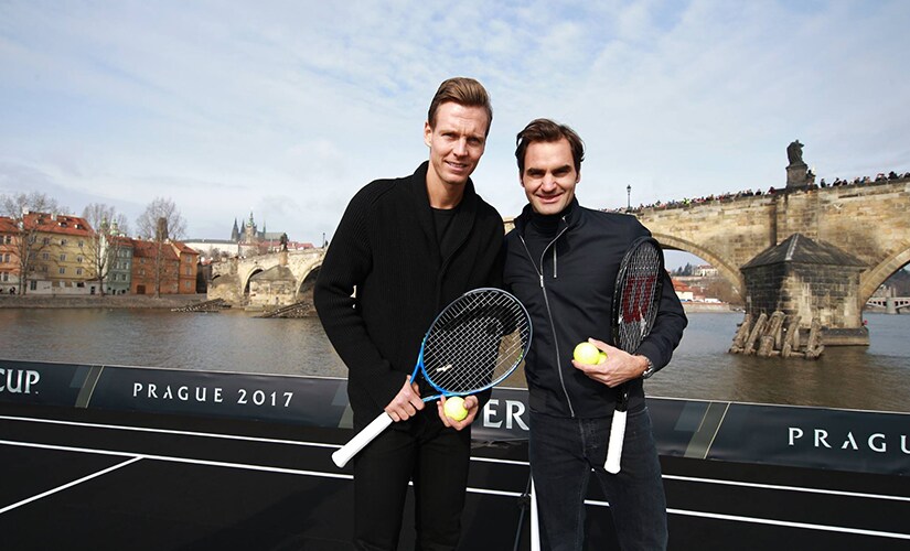 Watch Roger Federer, Tomas Berdych rally on Vltava river in Prague to promote inaugural Laver Cup-Sports News , Firstpost