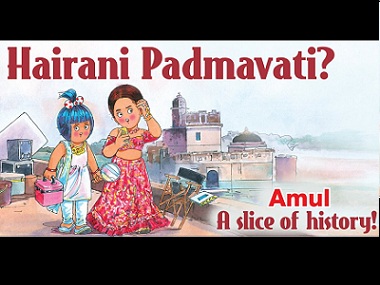 Padmavati row: Here's Amul's take on protests against Sanjay Leela Bhansali's film Padmavati row: Here's Amul's take on protests against Sanjay Leela Bhansali's film