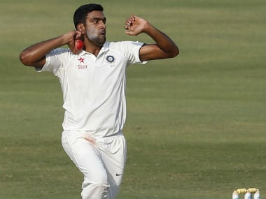 Ashwin bowls during day 4 of the Test against Bangladesh in Hyderabad. AP