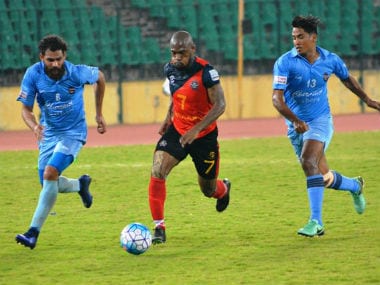 I-League action between Chennai City FC and Churchill Brothers. Image courtesy: Twitter/@ILeagueOfficial