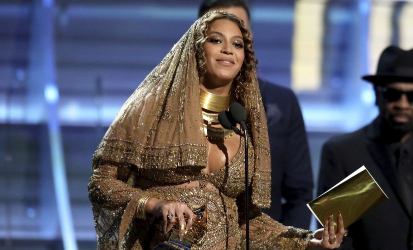 Beyonce at the Grammy Awards. AP