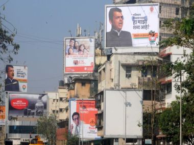 BMC election 2017: BJP, Shiv Sena campaign hoardings dot the Mumbai skyline BMC election 2017: BJP, Shiv Sena campaign hoardings dot the Mumbai skyline