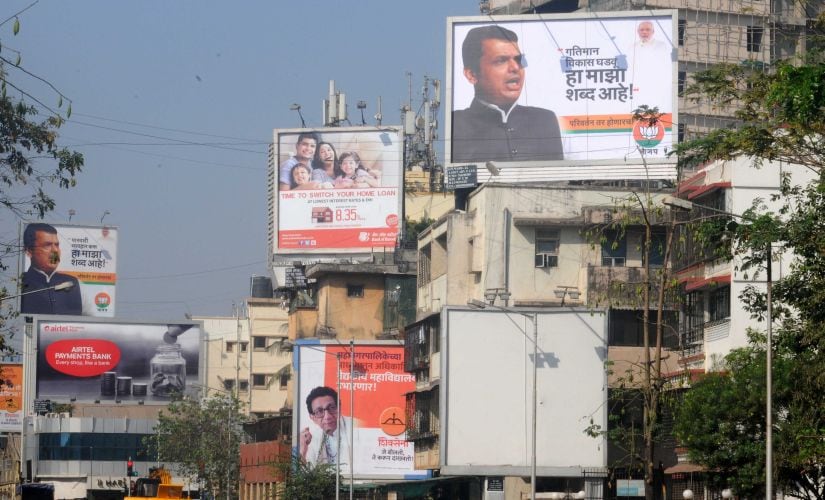 Campaign hoardings of the BJP and the Shiv Sena. Firsptost/Sachin Gokhale