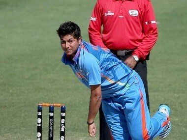 Kuldeep Yadav in action at the U-19 World Cup. Image courtesy: ICC website