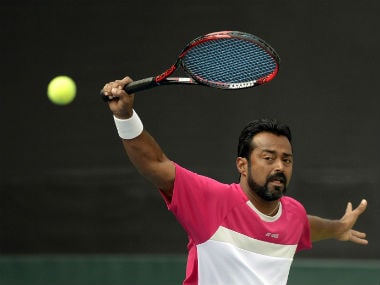 Leander Paes trains in Pune ahead of the Davis Cup tie against New Zealand. AFP